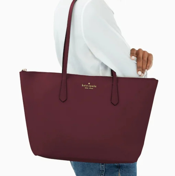 Kate Spade Kitt A Little Better Deep Berry Nylon Tote - Picture 1 of 5